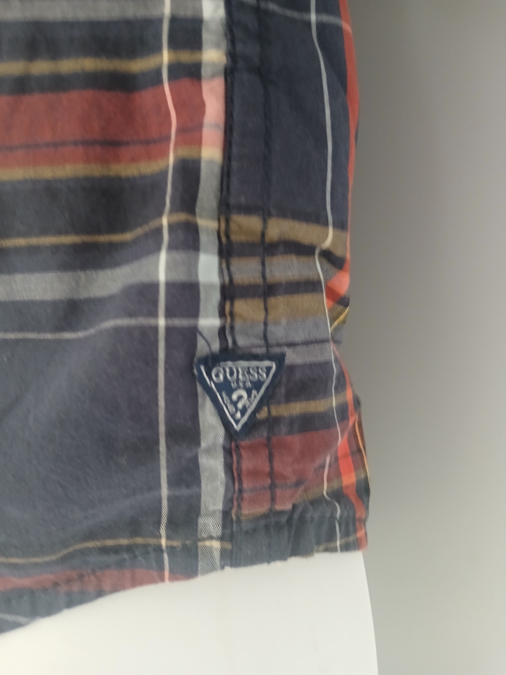 Guess Men's Plaid Button-Down Shirt in Navy, Red & Yellow - Picture 9 of 14